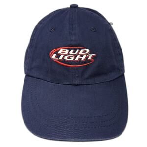 Bud Light Strapback Baseball Cap Blue One Size Adjustable Embroidered 6 Panel
